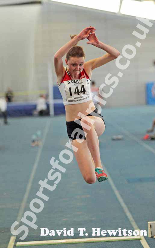 24 Samantha Coleby (Durham City) and Rebecca McAllister, senior womens 60 metres hurdles, North East Indoor Champs, Gateshead.
